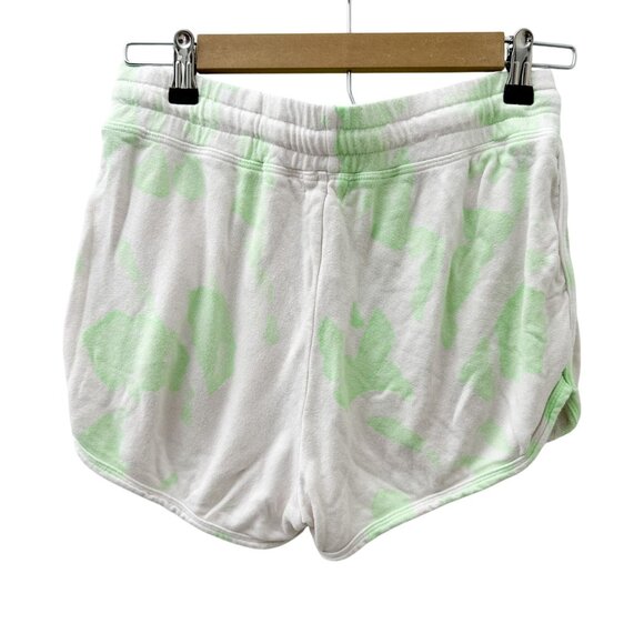 Sundry Tie-Dye Terry Lounge Dolphin Shorts Drawstring Light Green/White Women's - Picture 2 of 7